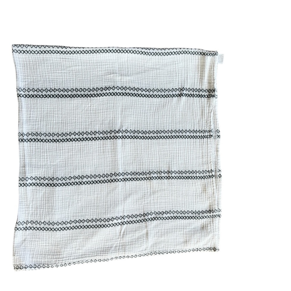 Nate Berkus For Baby Swaddle Blanket Gray White 100% Cotton Printed Nursery
